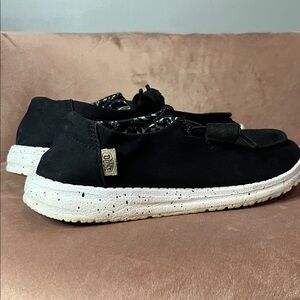 Hey Dude Women's Black and White Sneakers